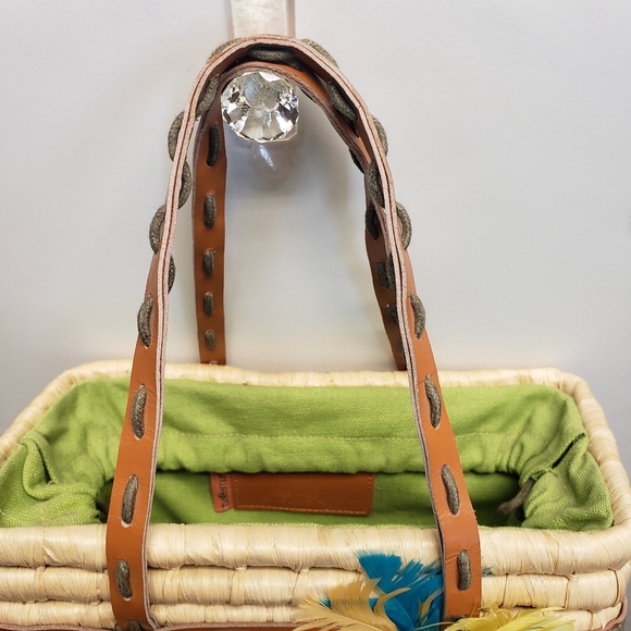 Vintage BACAMUNDA Rattan Feather & Straw Tote Bag - Picture 10 of 10